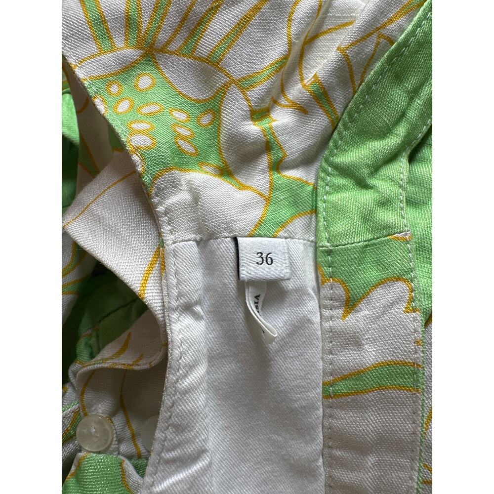Sandro Ludmila Dress Linen Blend Floral Sleeveless Cutout Maxi Green 36 US 2-4 - Picture 10 of 12